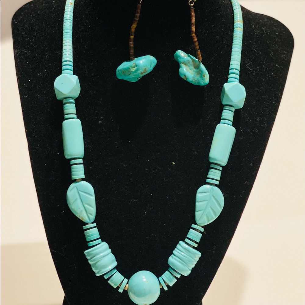 Turquoise earring necklace set